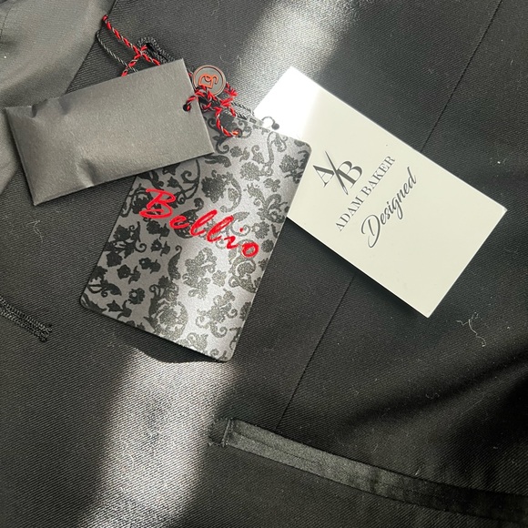 NWT Adam Baker Black Tuxedo 40R 2 Button Formal Jacket Slim Fit - Picture 9 of 9